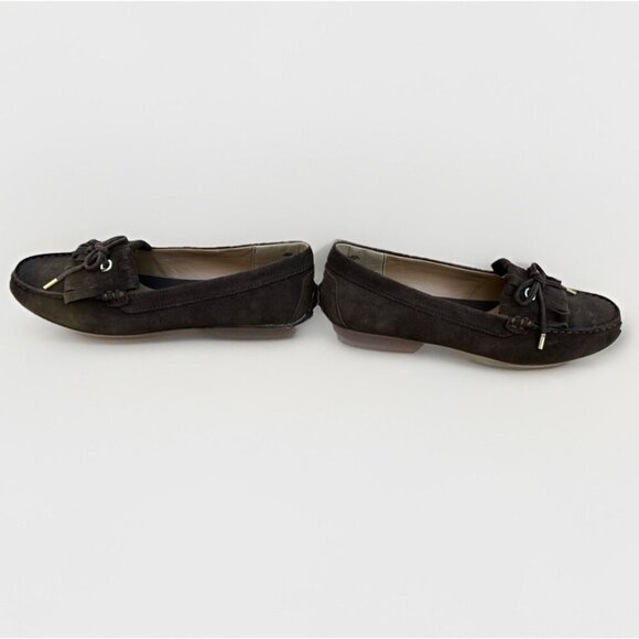 New Lands End Womens Size 8 Slip On Tassel Moccasin Brown Suede Loafers - Picture 6 of 13